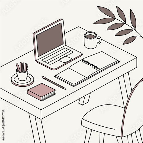 Minimalist home workspace setup generated by ai
