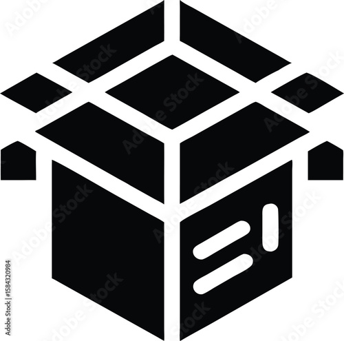Open cardboard box delivery icon