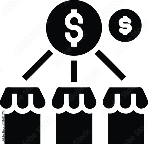 Retail stores and financial investment icon
