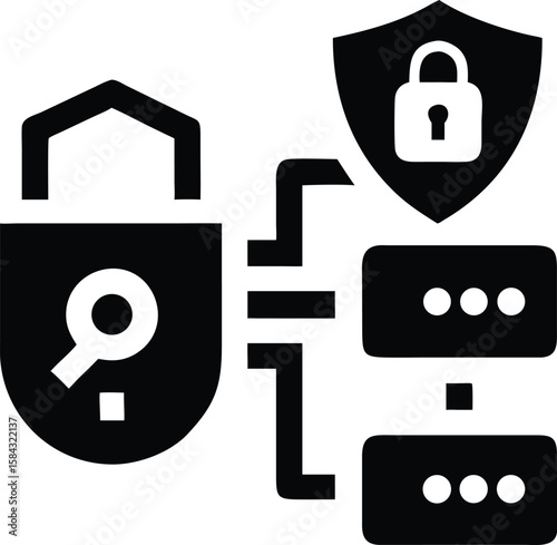Secure network data connection icon