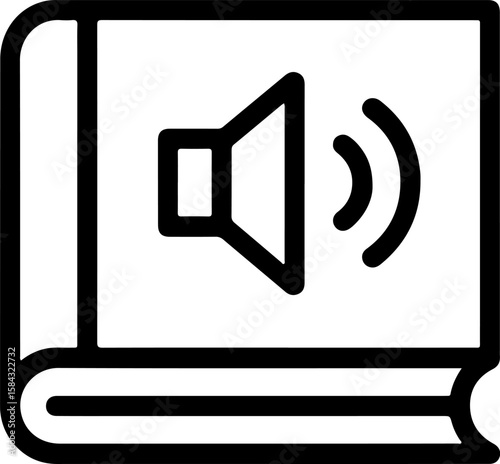 Book icon with a speaker symbol representing an audiobook or audio content
