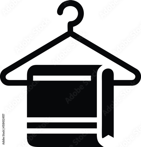 Towel hanging on a clothes hanger icon