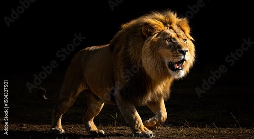 Majestic lion portrait capturing the power and beauty of wildlife in the dark