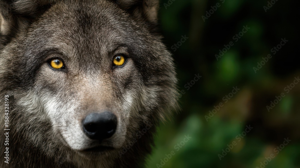 Fototapeta premium Close-up portrait of a gray wolf.