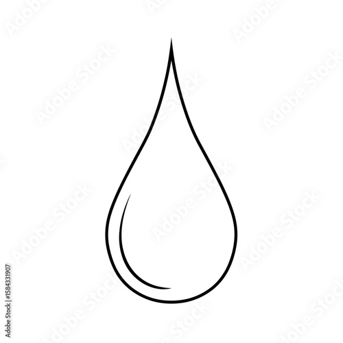 Simple line drawing of a single water droplet shape, isolated on white.
