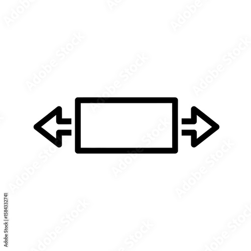 Simple graphic of a rectangle being stretched or compressed by opposing arrows.