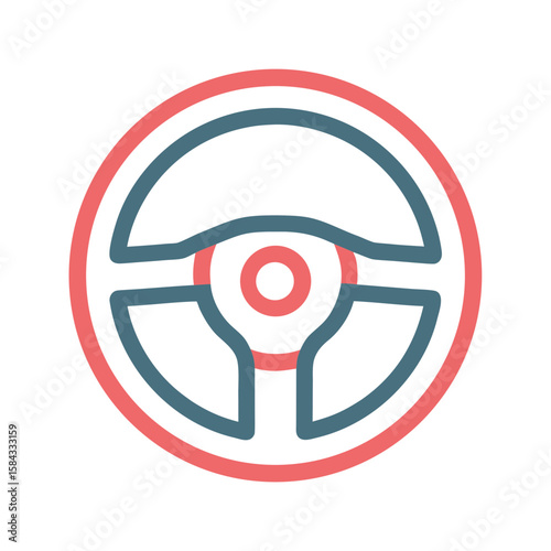 Free Download Simple and modern steering wheel icon in coral and teal colors - GFXLoad