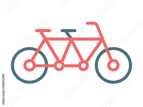 Simple flat design illustration of a red and blue tandem bicycle