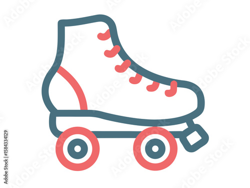 Retro roller skate icon with blue and coral accents on white background