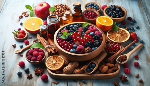 fruit salad with nuts and berries