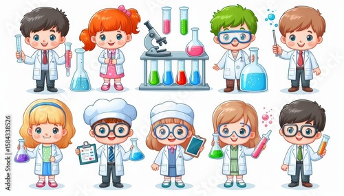 set of funny cartoon kids