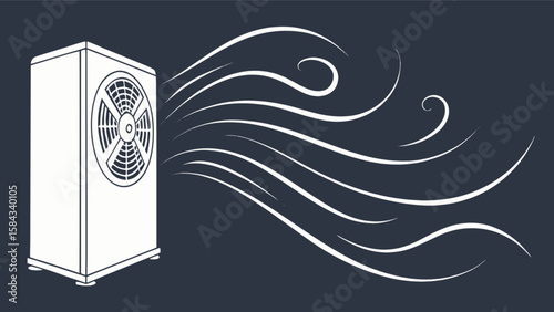 Hvac system air conditioner blowing wind illustration for cooling and heating ventilation technology design