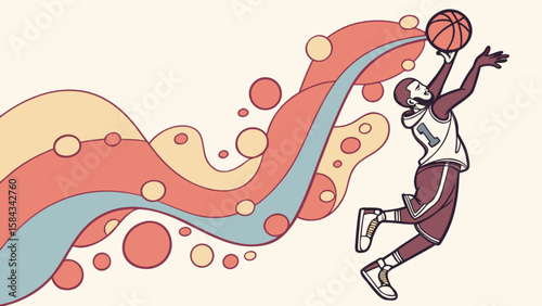 Basketball player vector illustration with abstract background for sports and design projects