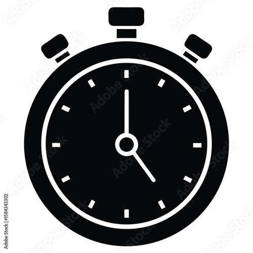 Black Stopwatch Icon Showing Time, Measurement, and Countdown Illustration
