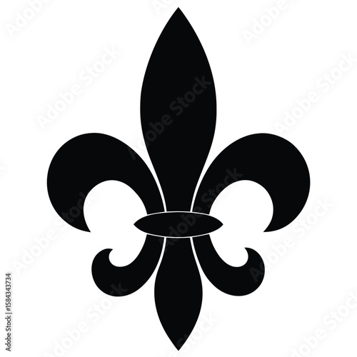 Bold Black FleurdeLis Symbol on White, a Classic Heraldic Emblem