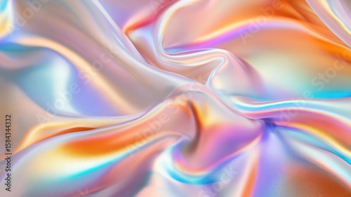 Fluid iridescent fabric folds in pastel hues