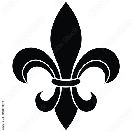 Elegant Black Fleurdelis Emblem French Symbolism Depicted in High Resolution