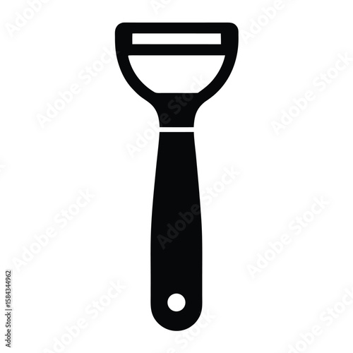 Isolated Black Vegetable Peeler Kitchen Utensil Icon On White