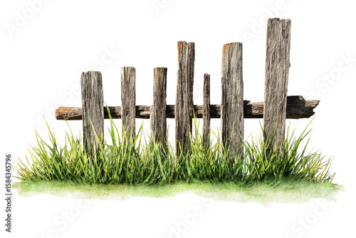 wooden fence with green grass