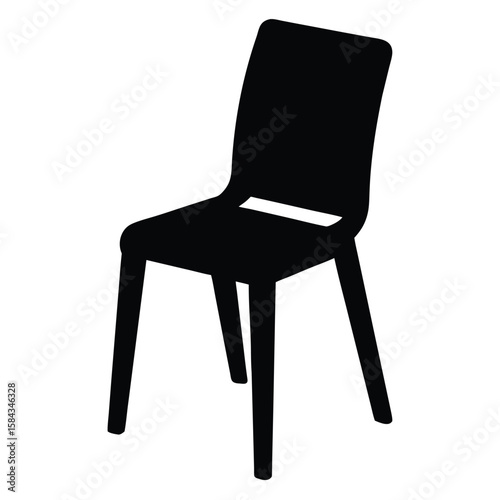 Solid Black Silhouette of a Modern Chair with Curved Back Design