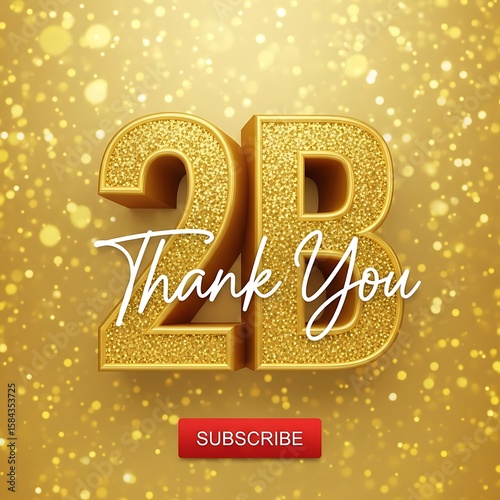 Golden 2b thank you with sparkling background