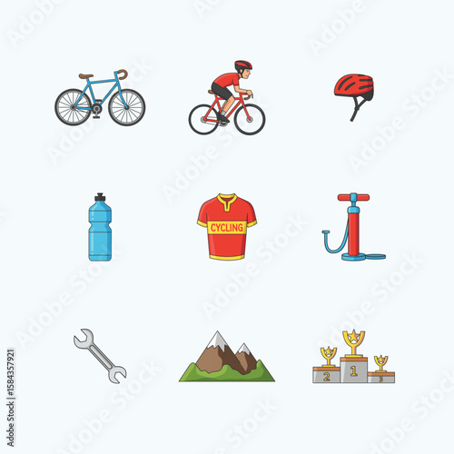 9 Cartoon Cycling Icons