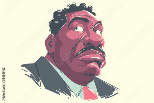 African American businessman looking surprised in hand drawn illustration  