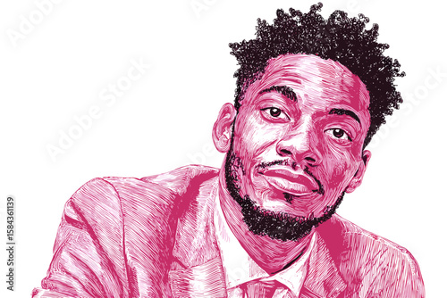 African American businessman in stylish suit with confident expression  