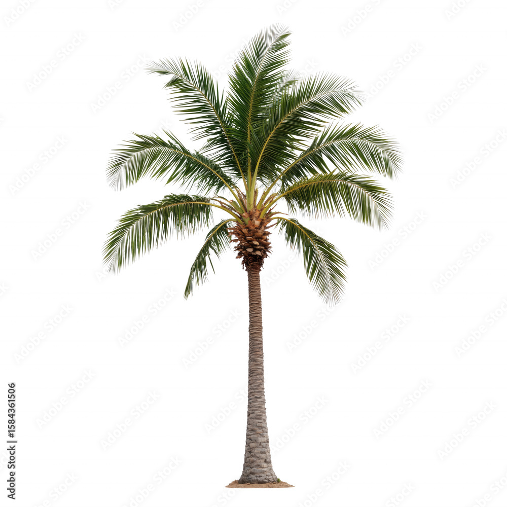 Obraz premium Slender Coconut Palm Tree with Arching Green Fronds Standing Tall