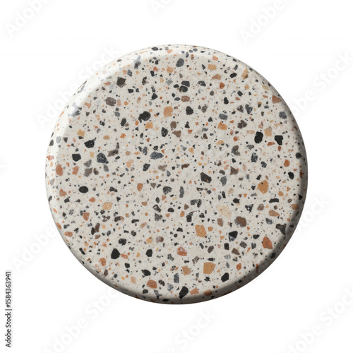 Terrazzo Patterned Circular Sample Displayed in Close Up Top View