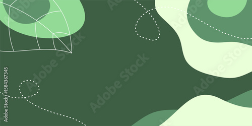 Green abstract background with wave and leaf pattern. Design template for banners, posters, and social media.