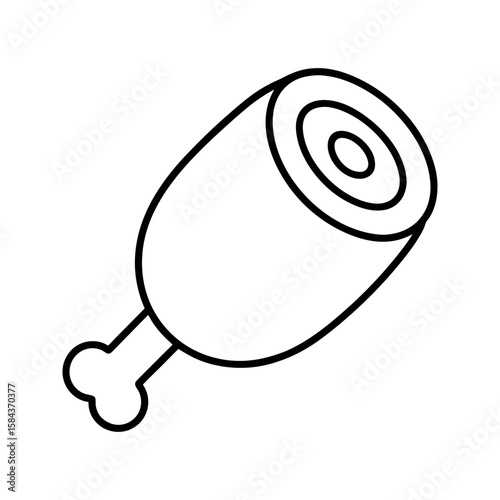Meat Icon. Ham or Drumstick Outline. Food Protein Symbol.