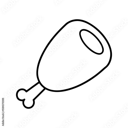 Meat Icon. Ham or Drumstick Outline. Food Protein Symbol.