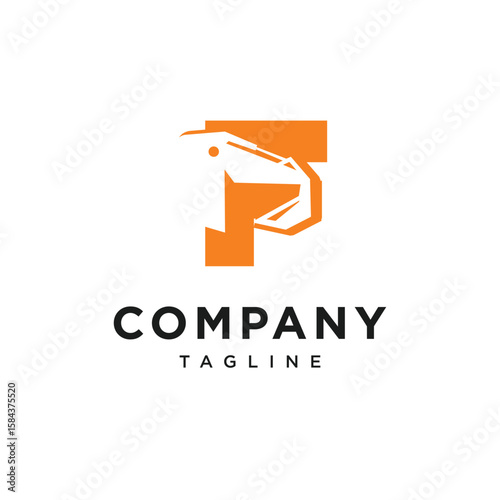 Free Download Letter F Excavator Logo Icon Vector - GFXLoad