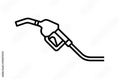 Fuel pump nozzle vector. Black outline icon of gas station equipment illustration.
