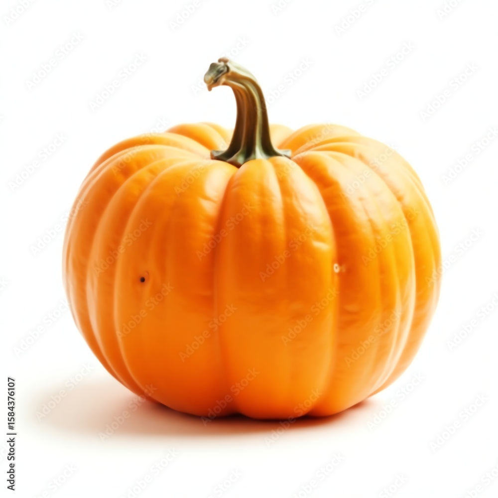Obraz premium Single Orange Pumpkin Isolated White Background
