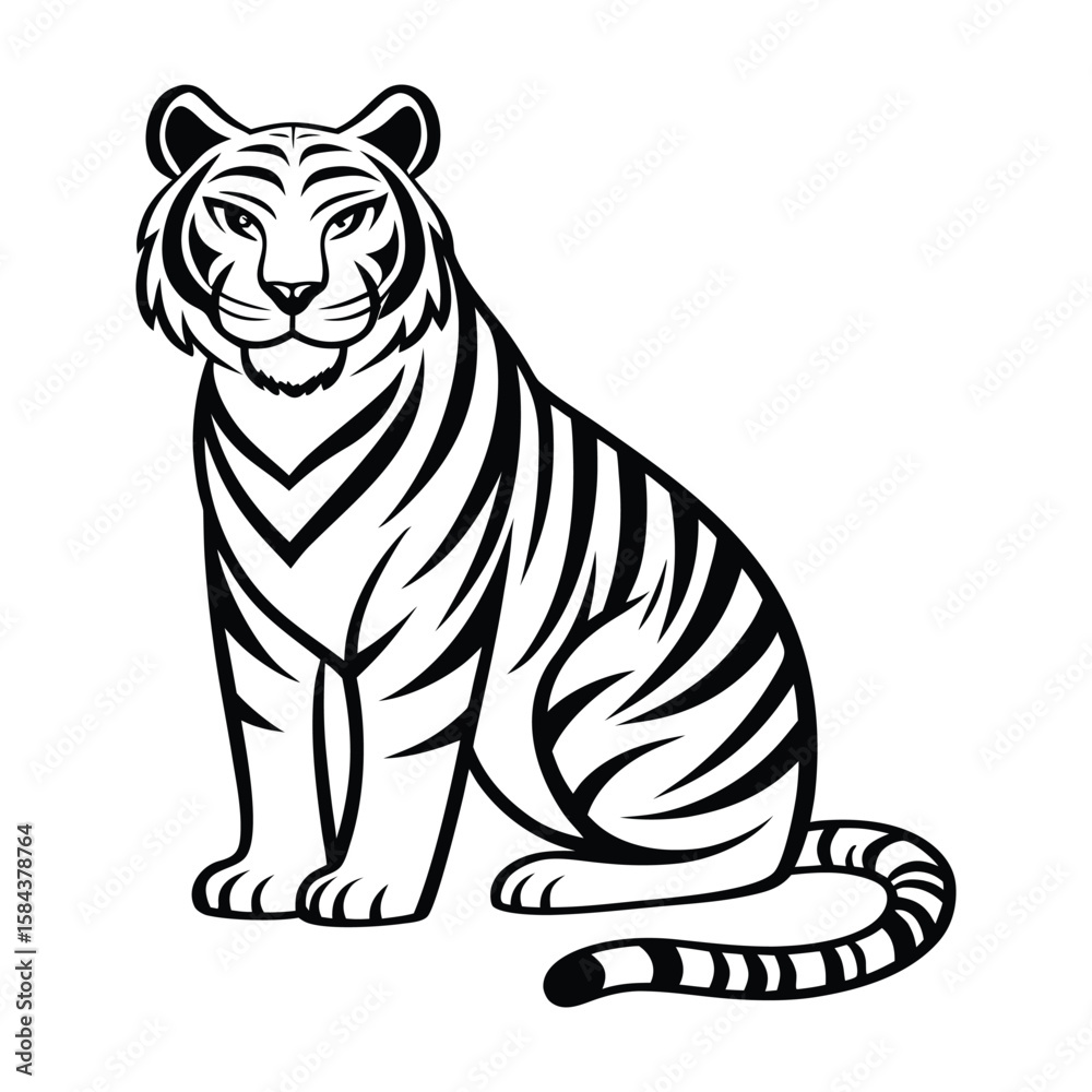 Obraz premium Sitting Tiger Silhouette