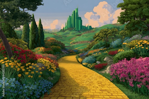The emerald city beckons along the yellow brick road