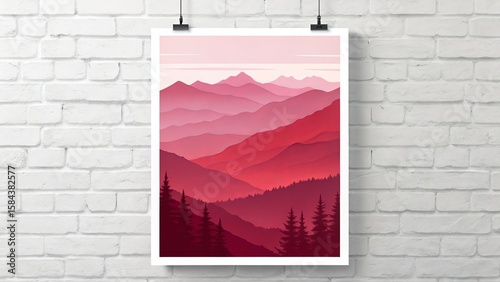 Crimson Mountainscape Verti...