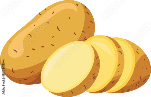 Freshly sliced potatoes, ready to be cooked and enjoyed. The potatoes are cut to perfect pieces, showcasing their starchy interior