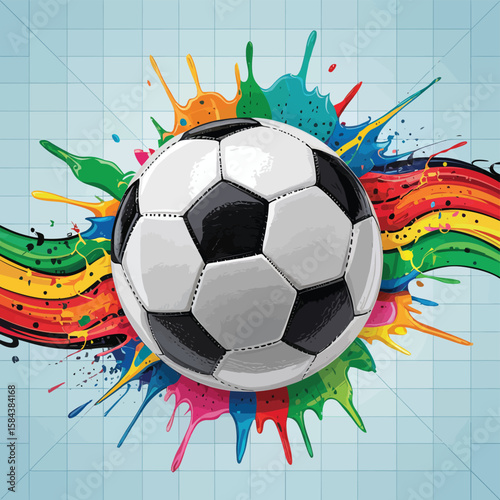 Wallpaper Mural Colorful Soccer Ball with Paint Splatter Design Torontodigital.ca