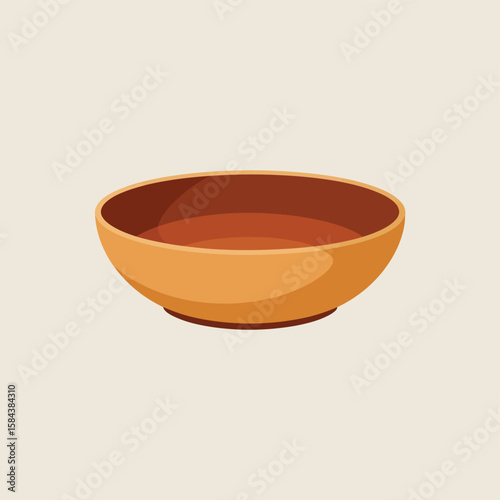 Empty Orange and Brown Ceramic Bowl Illustration