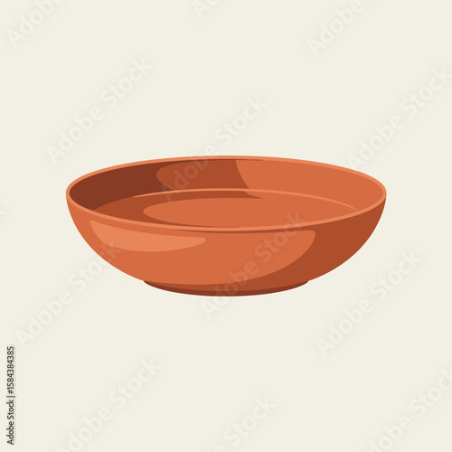 Empty terracotta bowl isolated on white background
