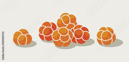 Stylized illustration of ripe orange cloudberries on a neutral background