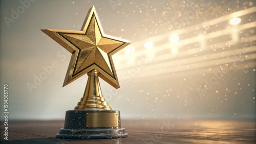 Golden Star Award Trophy 3D...
