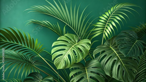 Lush Tropical Greens Palm a...