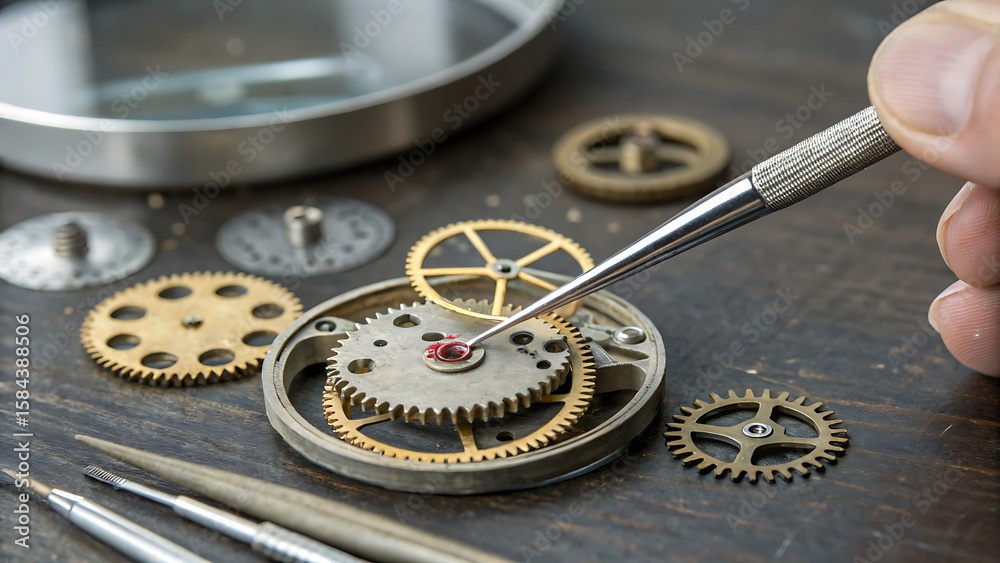 Fototapeta premium Fine Tuning Gears and Mechanics in a Craftsman's Studio