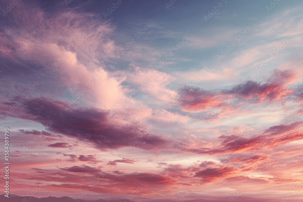 Obraz premium stunning sky gradient showcasing harmonious blend of blue pink and violet hues at dawn