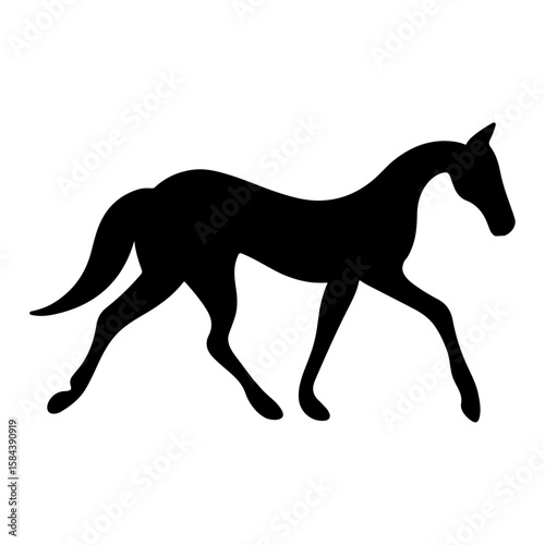 Black vector silhouette illustration of a galloping horse