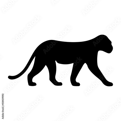 Black vector silhouette illustration of a wild bear, resembling a powerful mammal perfect for an animal logo design